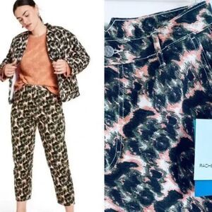 NWT Rachel Comey Women’s Size 2 Animal Print High Rise Denim Olive Pink Jeans